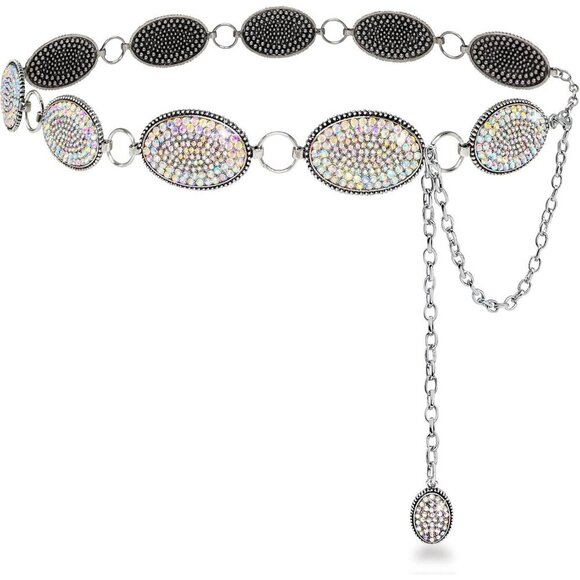Western Rhinestone Concho Belt Alloy Adjustable 27-46 inches for Women main image 4
